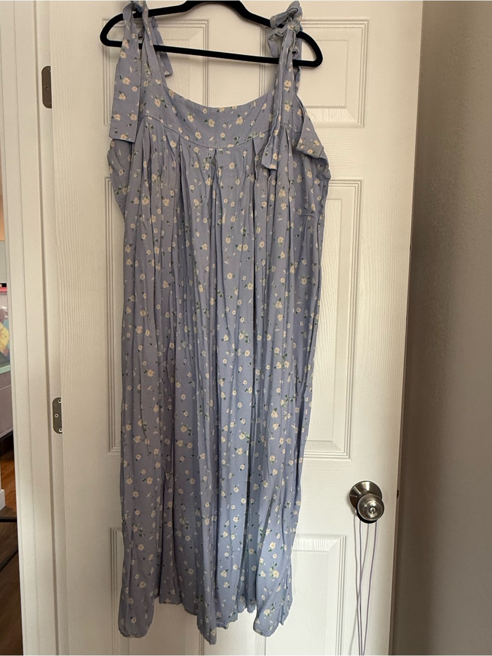 Eloquii Light Blue Floral Tie-Shoulder Midi Skirt